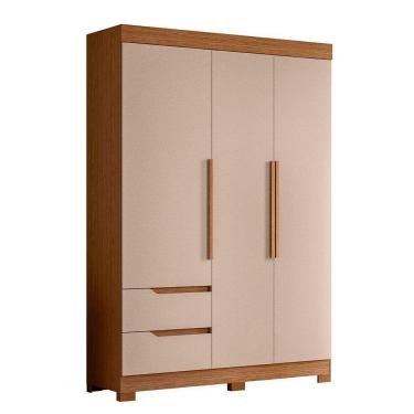 Imagem de Guarda Roupa Vivacce Solteiro 3 Portas Albatroz Moveis Jatobá/fendi Metallic