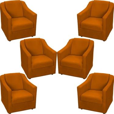 Imagem de Kit 6 Poltronas Mila Pé De Plástico Cromado - Terracota Suede