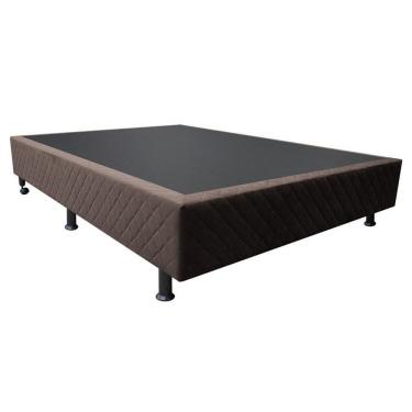 Imagem de Base Para Cama Viúva 128x188cm Liz S05 Suede Bordado Marrom - Mpozenato