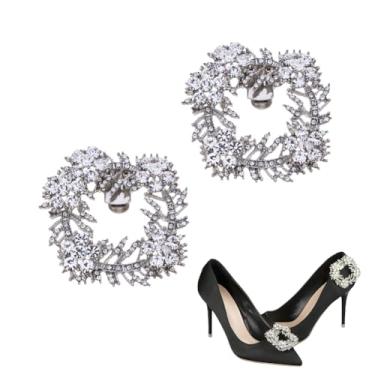Imagem de Casualfashion 1 par de clipes femininos de cristal com strass folha flor sapato fivela para decoração de sapatos de festa de casamento