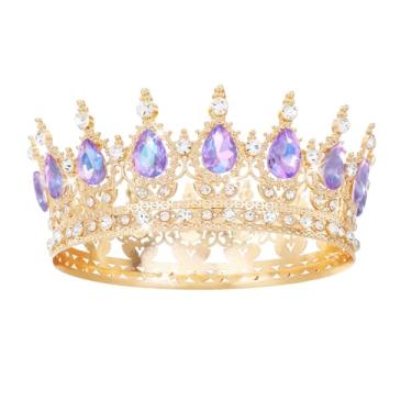 Imagem de Coroa roxa para mulheres, tiara de cristal e coroa de rainha para meninas, tiara de casamento para noiva, acessórios de cabelo para fantasia, festa de aniversário, decoração de bolo, formatura