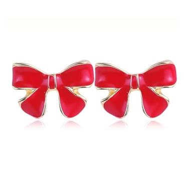 Imagem de Brincos pendentes de Natal para mulheres, laço vermelho, chapéu de Papai Noel, meia lâmpada, brincos de árvore de Natal, joias de Natal, brincos de férias para mulheres, Large, Zinco, Sem pedra