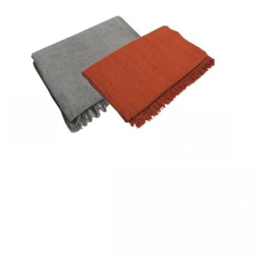 Imagem de Kit 2 Mantas Para Sofa King Gigante 300x180cm Algodao Protetor Decorativo (Cinza Chumbo + Terracota)