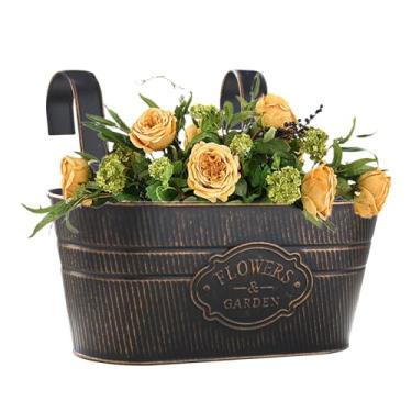 Imagem de Vaso de flores para cerca – Vaso de plantas ao ar livre para decoração de casa – Balde moderno moderno com orifícios de drenagem para aloe, cacto, margarida, orquídeas