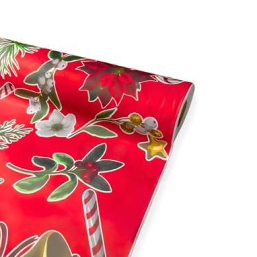 Imagem de TNT Estampado Natal Decoração 1,40 x 5 Metros Mesa Parede (Flores Vermelha)