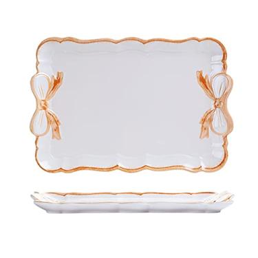 Imagem de Bandejas de servir bandeja de chá retangular para bolo de frutas em casa, copo de água, lanches de café da manhã, bandeja de pastelaria (AL)