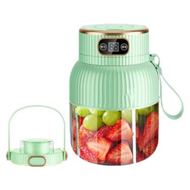 Imagem de Copo multifuncional portátil de 600 ml com tela digital, liquidificador portátil de smoothies em movimento, liquidificador de suco recarregável por USB, copo único + tampa dupla