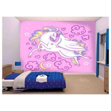 Imagem de Papel De Parede Infantil Unicórinios Rosa 3D Azs190 - Você Decora