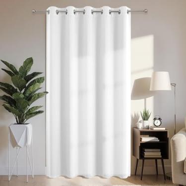Imagem de Joydeco Cortinas blackout para portas deslizantes para pátio 213 cm de comprimento, cortinas divisórias de quarto com ilhós, cortinas blackout térmicas extra largas para quarto e sala de estar (branco