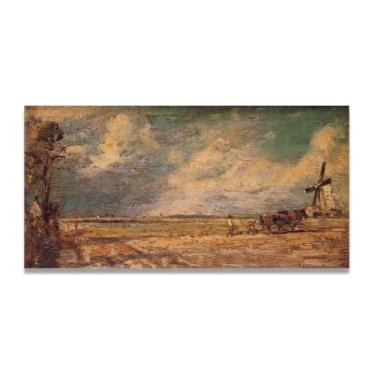 Imagem de Spring PloughingJohn Constable Canvas: Cenas autênticas da natureza britânica do século XIX, arte da Royal Academy 50 x 100 cm sem moldura