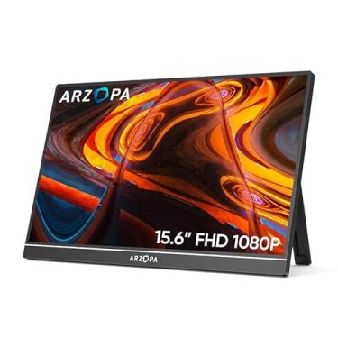 Imagem de Monitor Portátil ARZOPA A1 15,6'' FHD 1080P IPS com Suporte, USB-C e HDMI para Laptop, PC, Mac, Celular, Xbox e PS5