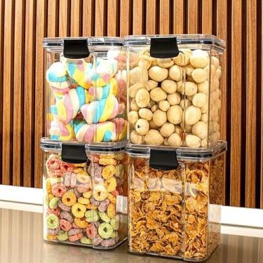 Imagem de Monte seu Kit Pote Hermético para Mantimentos de Cozinha Dispensa Armário Plástico (4 Potes - 1 Litro)