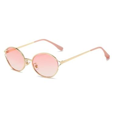 Imagem de HCPIHF Óculos de sol redondos retrô de metal, masculino, fashion, gradiente, punk, feminino, uv400 (degradê rosa dourado)