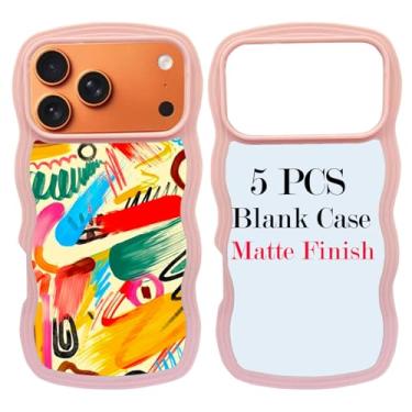 Imagem de JUSTRY 5 peças de capa de telefone em branco por sublimação em branco para impressão compatível com iPhone 17 Pro, capa protetora de borracha personalizada com prensa térmica DIY + inserção fosca