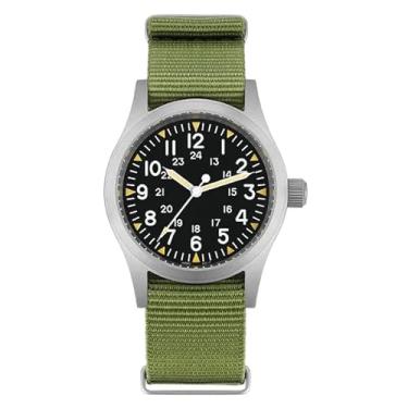 Imagem de Militado ML05 38 mm VH31 Relógio de quartzo – C3 Relógio de pulso retroluminoso superluminoso para homens, 100 m, à prova d'água, Preto/Movimento 2035/sem flecha/pulseira verde