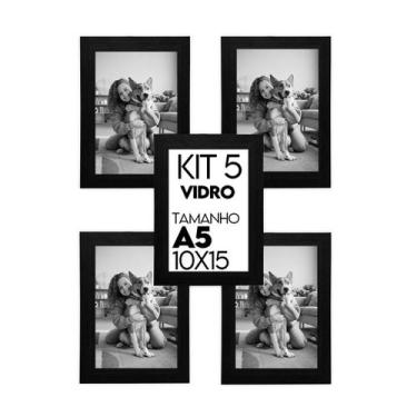 Imagem de Kit 5 Porta retrato Moldura Madeira Fotos 10x15 com Vidro Lembrancinha