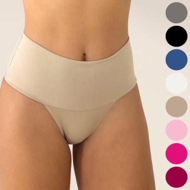 Imagem de Kit 5 Calcinhas Cós Alto Duplo Modeladora Cores Sortidas Tamanho:PCor: