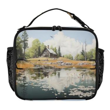 Imagem de Wassud Lancheira de madeira para mulheres e homens, lancheira isolada com alça ajustável 5,5 L, bolsa térmica à prova de vazamento para trabalho e viagens