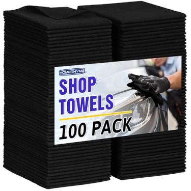 Imagem de HOMERHYME Pano de limpeza de microfibra, pacote com 100 panos de limpeza pretos toalhas de microfibra absorventes a granel panos de lavagem sem fiapos, toalhas multiuso para carros, lojas, automóveis