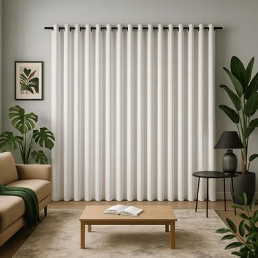 Imagem de Cortina Roma 3,00 x 2,50 Sala, Quarto, Escritório Passa Claridade Tecido Oxford Acabamento Premium Para Varão Serve Para Decoração de Ambientes (Off White)