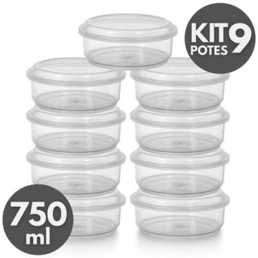 Imagem de Kit 3 a 12 Potes Plásticos Redondos 750ml com Tampa  Organizador de Al