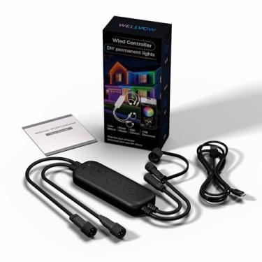 Imagem de wellvow Controlador WLED para luzes externas permanentes GOVEE (modal: H705D, H705E, H705F), programador WLED ESP32, controlador de luz de saída dupla à prova d'água IP67, compatível com repiscamento