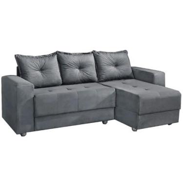 Imagem de Sofá Florença 3 Lugares com Chaise Tecido Suede 200cm Cor Cinza - Aifo