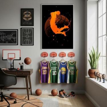 Imagem de Quadro Decorativo Jogando Basquete-70X50Cm - Quadros On-Line