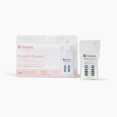 Imagem de Ameda 800M02 Sacos de armazenamento de leite materno Pump'N Protect de 170 g, 100 unidades, resseláveis p/geladeira ou congelador, sem BPA, para amamentação, acessórios de bombeamento, Branco