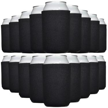 Imagem de TahoeBay Resfriadores de lata a granel (pacote com 50) mangas de espuma em branco simples e macias isoladas para refrigerante, cerveja, garrafas de água, projetos de vinil HTV, brindes de casamento e presentes (preto)