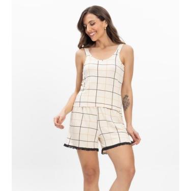 Imagem de Pijama Regata Feminino Regata Infinita Cor Bege, P, Bege