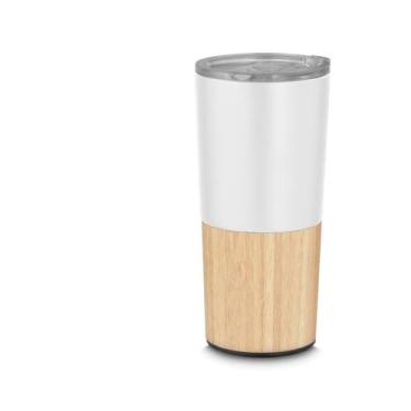 Imagem de Copo Térmico Bambu em Aço Inox Parede Dupla 550ml Branco – Prático, Funcional e Ideal para o Dia a Dia