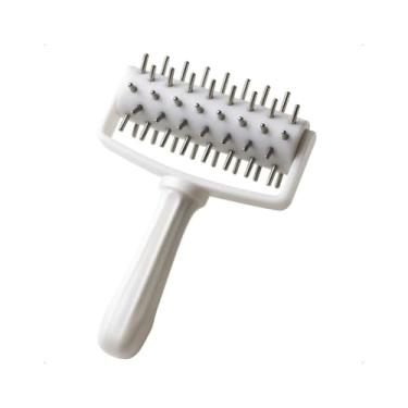 Imagem de Rolo Furador de Massa para Pizza 12cm em Aço Inox com Pinos Finos – Branco