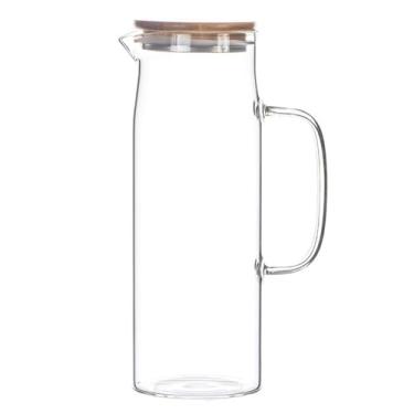 Imagem de JARRA DE VIDRO C/TAMPA DE BAMBU 9X24,5CM