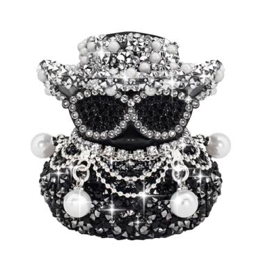 Imagem de wonuu Diamond Rubber Duck Car Dashboard Decorations Car Ornaments for Cool Car Accessories Pearl Necklaces, Layered-Black