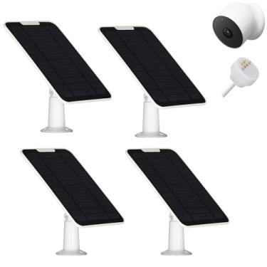 Imagem de Carregador de painel solar premium de 6 W compatível com Google Nest Cam externa ou interna (versão com bateria), com cabo de carregamento rápido de 4 m, à prova de intempéries IP65 e suporte