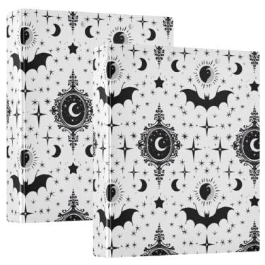 Imagem de Fichário de organização à prova d'água Gothic Bats, fichário de portfólio de 3 cm com bolsos de plástico para papel A4, fichários escolares práticos com 3 anéis