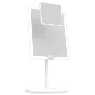 Imagem de LUNA London Espelho de mesa Orbit LED com luzes, ampliação 7X/1X, regulável e recarregável USB-C (branco alpino)