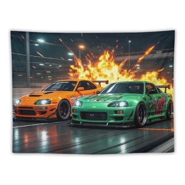 Imagem de HouLaiZhe JDM Tapeçaria de carro anime Jdm carro Sup Vs R34 decoração de parede tapeçaria estética piquenique decoração de parede arte de parede para dormitório sala de estar 76 cm x 101 cm
