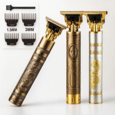 Imagem de Máquina de Barbear e Cortar Cabelo Sem Fio Recarregável com Lâminas de Aço Inoxidável e Design Dragão