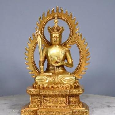 Imagem de FENNYYAR Bodhisattva de cobre Estátua de ofertas budistas domésticas, 22 cm 19,8 cm, ornamento Feng Shui para mesa de escritório em casa