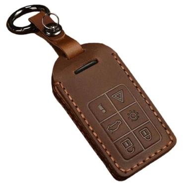 Imagem de Capa de couro para chave remota de carro, compatível com volvo xc60 v60 s60 xc70 v40, acessórios automotivos, proteção total(Brown B)