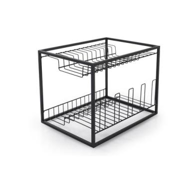 Imagem de Escorredor de Louças Duplo Preto - 13 Pratos Linha Frame - Forma Utili