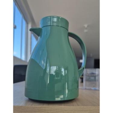 Imagem de Garrafa térmica com botão de pressão de 500 ml para chá e café, adequada para uso diário (Verde Escuro)