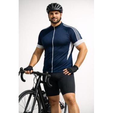 Imagem de Camisa de Ciclismo Masculina Plus Size Dry Fit UV30 Manga Curta com Zí