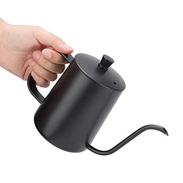 Imagem de Phefop Chaleira de Pescoço de Ganso de Aço Inoxidável, Pote de Gotejamento Compacto, Design de Ponta Fina para Preparação de café Perfeita, Ideal para Casa e Acampamento (350ml Teflon preto)
