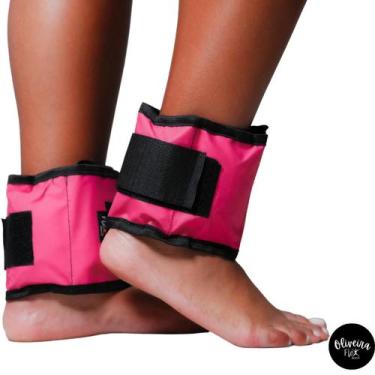 Imagem de Tornozeleira De Peso 500g Par Rosa Caneleira Treino Exercício Exercíci