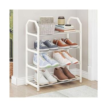 Imagem de Organizador de sapatos, prateleira organizadora de armazenamento de sapatos de 4 níveis com estrutura de tubos de aço, organizador de sapatos independente compacto para entrada, sapateira de corredor