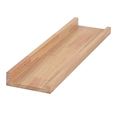 Imagem de Prateleira de parede decorativa rústica de madeira maciça natural, rack de exibição de armazenamento de parede, capacidade de carga de 30 kg, para banheiro, quarto, sala de estar, cozinha, prateleira