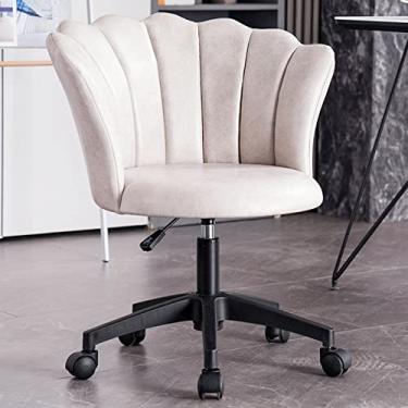 Imagem de AkosOL Cadeira de mesa de computador em tecido técnico giratório com altura ajustável com base em PP, cadeira de lazer com rodinhas para escritório em casa (cor: azul, tamanho: pés brancos) (pés